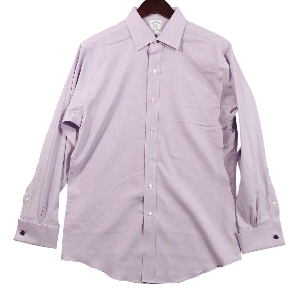 Brooks Brothers Shirt Mens 15.5 32/33 Purple Solid Slim Fit Non Iron French Cuff
